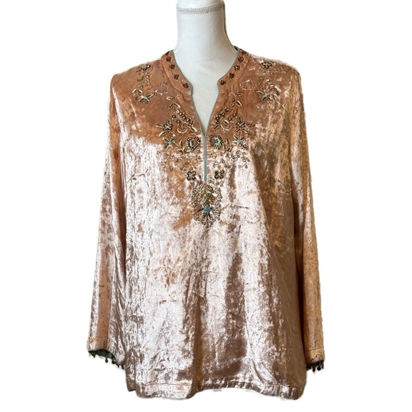 Soft Surroundings Beaded Embellishments Velvet Moroccan Slit Sides Large Petite - Picture 3 of 11